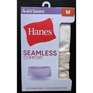 Hanes Girls' Tween Underwear Seamless Boy Shorts Pack, 4-Pack, Size Medium (7-8)